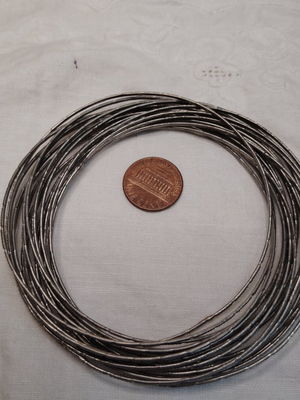Set of 20 Antiqued Silver Tone Interlocking Bangles, Large 3" Inner Diameter